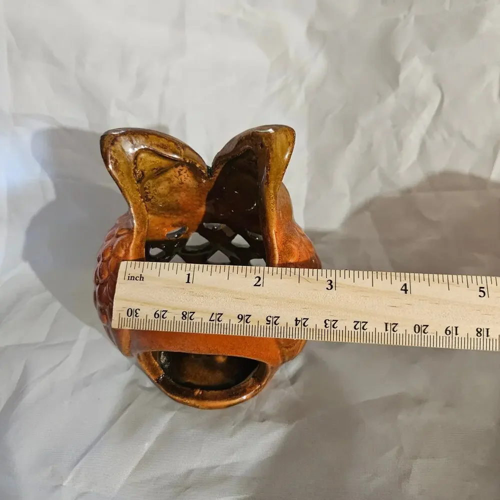 Vintage Ceramic Owl Votive Candle Holder 4.5 Tall